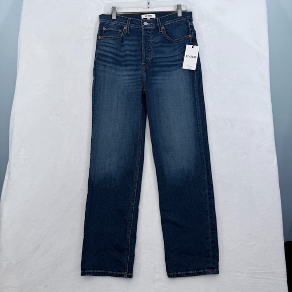Re/Done Denim - RE/DONE Jeans Womens 27 (28x28) Blue 70s Stove Pipe Straight Leg Whisker